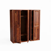 Woodwing Solid Sheesham Wood Wardrobe Set (Natural Finish)